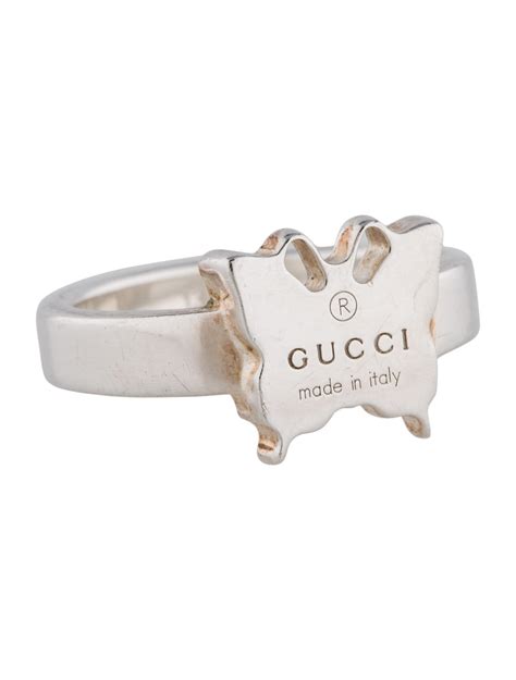 silver butterfly gucci ring|interlocking g ring in silver.